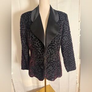 Vintage Karen Lawrence Velvet Polka Dot Blazer 80s Glam Party Jacket Size 12